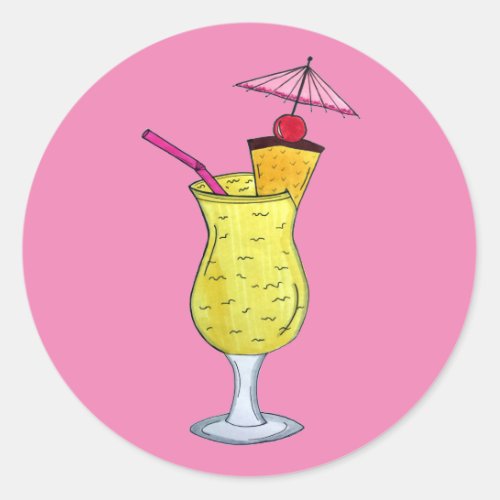 Pina Pia Colada Puerto Rican Pineapple Cocktail Classic Round Sticker