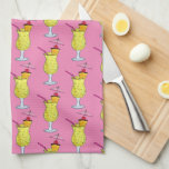 Pina Piña Colada Puerto Rican Pineapple Cocktail Kitchen Towel<br><div class="desc">Design features an original illustration of a piña colada, a tropical cocktail popular in Puerto Rico and consisting of rum, pineapple, and coconut. Topped with a maraschino cherry and a paper drink umbrella for an extra special treat! This pina colada mixed drink design is also available on other products. Lots...</div>