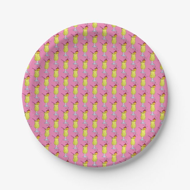 Pina Piña Colada Puerto Rican Pineapple Cocktail Paper Plates (Front)