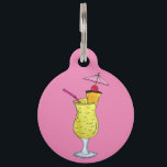 Pina Piña Colada Puerto Rican Pineapple Cocktail Pet ID Tag<br><div class="desc">Design features an original illustration of a piña colada, a tropical cocktail popular in Puerto Rico and consisting of rum, pineapple, and coconut. Topped with a maraschino cherry and a paper drink umbrella for an extra special treat! This pina colada mixed drink design is also available on other products. Lots...</div>