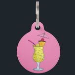 Pina Piña Colada Puerto Rican Pineapple Cocktail Pet ID Tag<br><div class="desc">Design features an original illustration of a piña colada, a tropical cocktail popular in Puerto Rico and consisting of rum, pineapple, and coconut. Topped with a maraschino cherry and a paper drink umbrella for an extra special treat! This pina colada mixed drink design is also available on other products. Lots...</div>