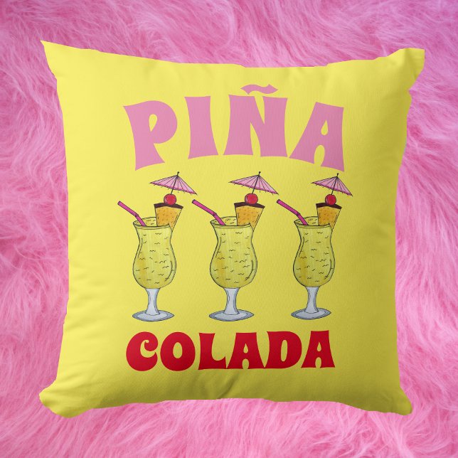 Pina Piña Colada Puerto Rican Pineapple Cocktail Throw Pillow (Piña Colada Pillow)