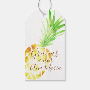 Piña tropical "infundida de amor" personalizada gift tags