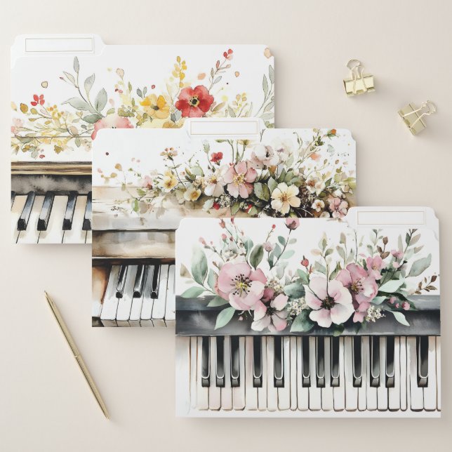 Pinao Keys Floral Bouquet File Folder (Set)