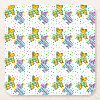 Piñata and Confetti Square Paper Coaster