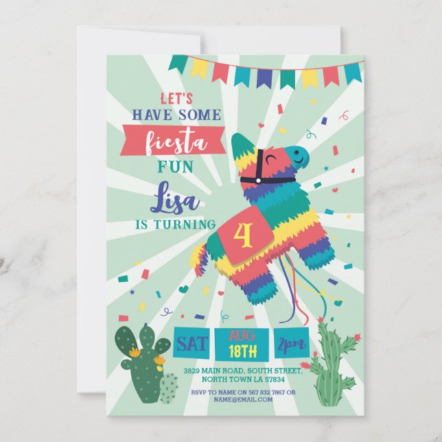 Piñata Birthday Party Fiesta Girl Boy Mexican  Invitation (Front)