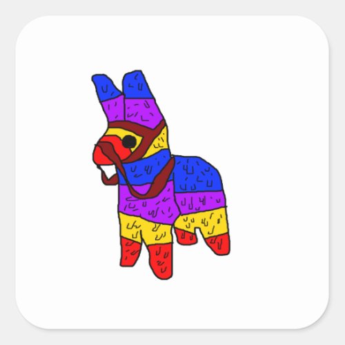 Piata Cartoon Mexico Fiesta Horse Square Sticker