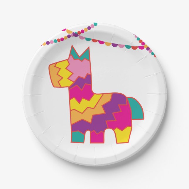 Pinata Fiesta Birthday Piñata Cinco De Mayo Plates (Front)