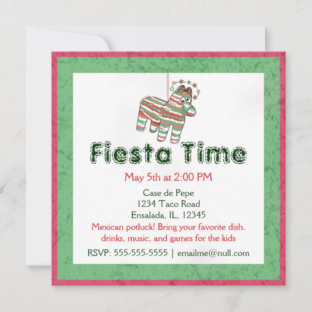 Pinata Fiesta Party Invitations (Front)