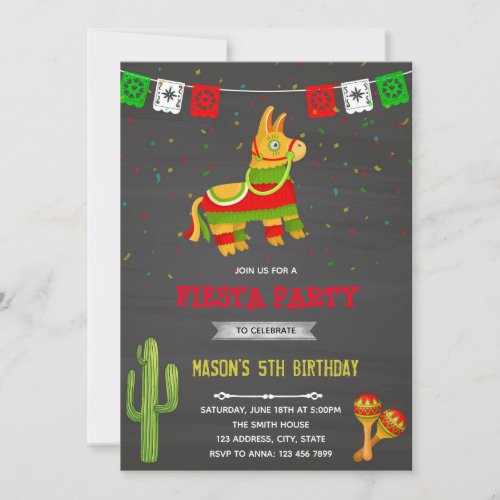 Pinata fiesta theme birthday invitation