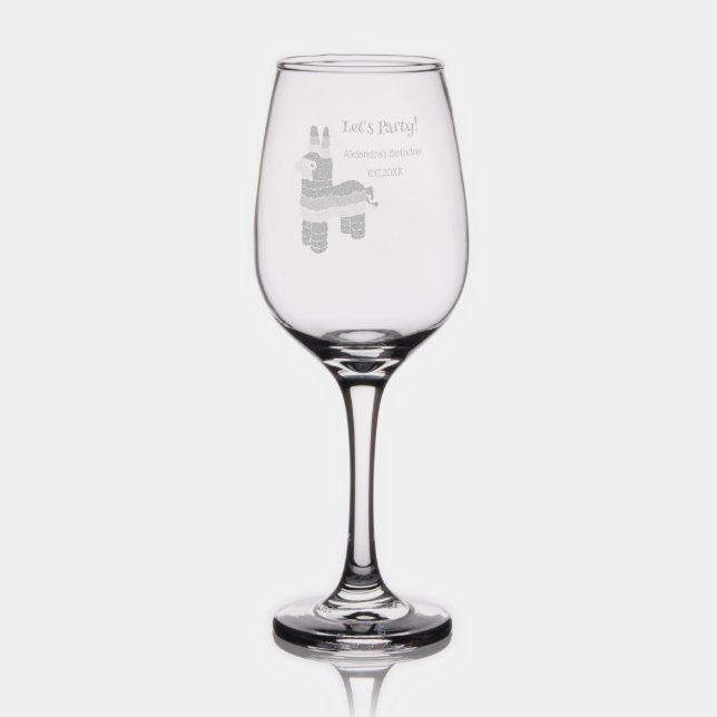 Pinata Graphic Custom Etched Wine Glass (Glassware)