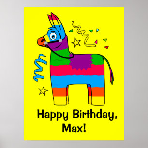 Pinata Happy Birthday Name Customizable Poster