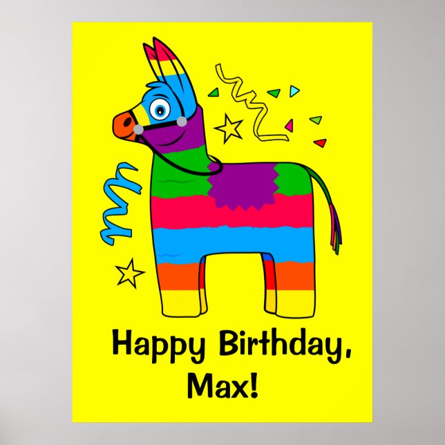 Pinata Happy Birthday Name Customizable Poster (Front)