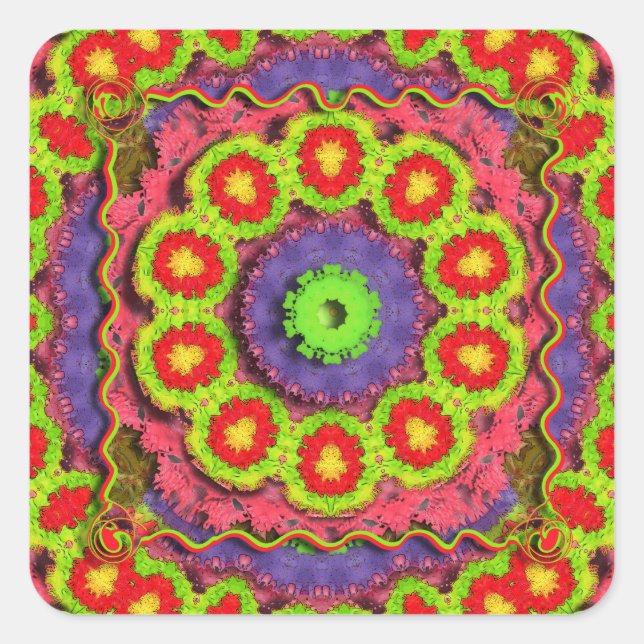 Piñata Kaleidoscope Abstract Square Sticker (Front)
