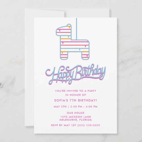 Piata Party Girl Kids Birthday Invitation