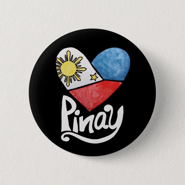 Pinay Philippines Flag Heart Filipina              Button (Front)