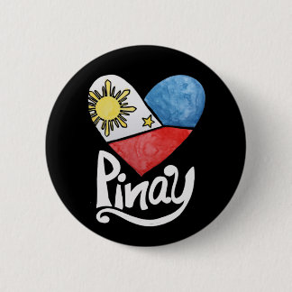 Pinay Philippines Flag Heart Filipina Button