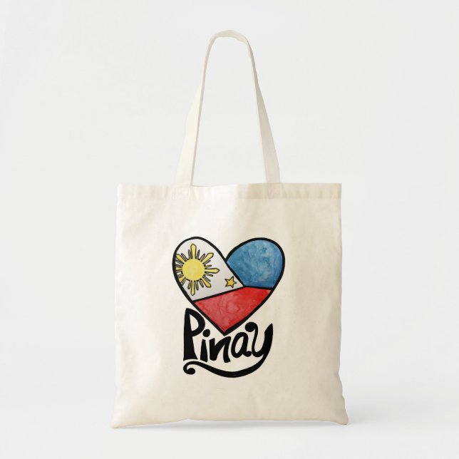 Pinay Philippines Flag Heart Filipina Tote Bag (Front)
