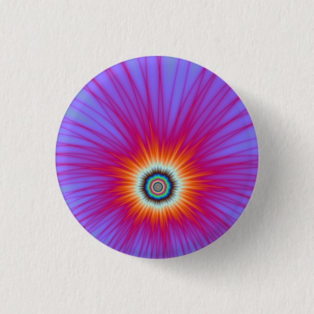 Pinback Button   Explosion in Yellow and Violet (Front)