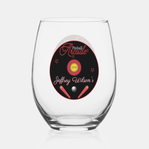 Pinball Arcade Drinkware Cocktail  Stemless Wine Glass