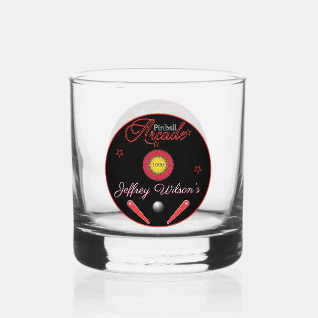 Pinball Arcade Drinkware Rocks Whiskey Glass (Front)