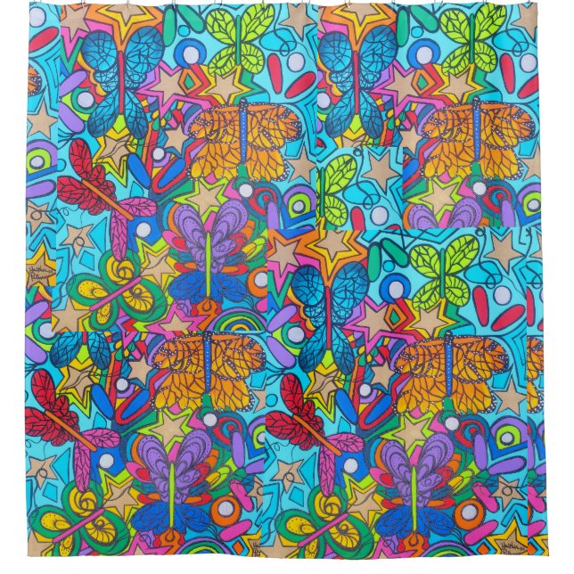Pinball Brain Butterfly Superstar  Shower Curtain (Front)