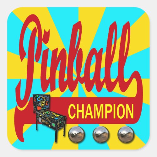 Pinball Champion Square Sticker