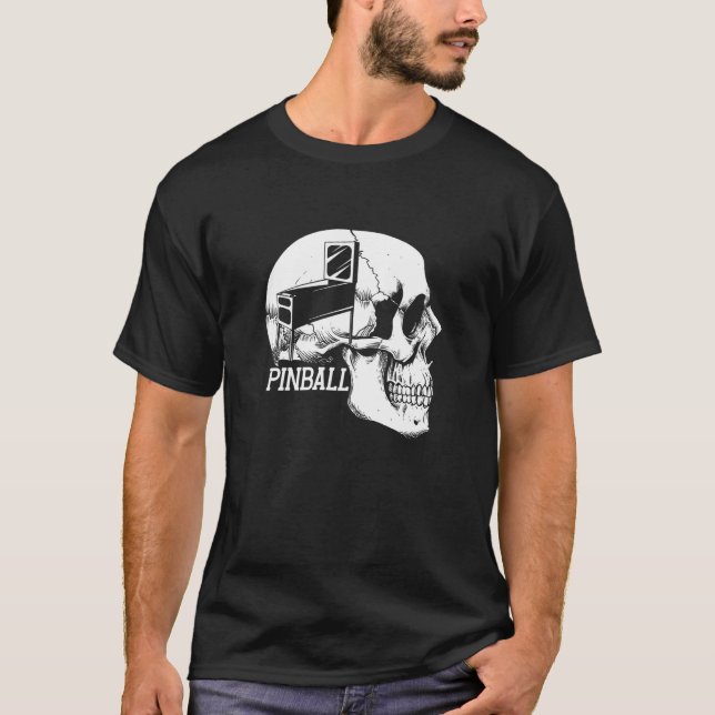Pinball Fan Skeleton Gaming Gamer T-Shirt (Front)
