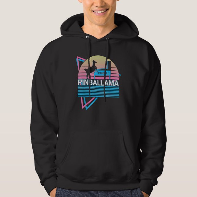 Pinball Llama Pinball Machine Retro Pinballama Hoodie (Front)
