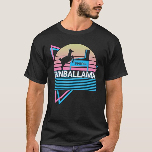Pinball Llama Pinball Machine Retro Pinballama T-Shirt (Front)