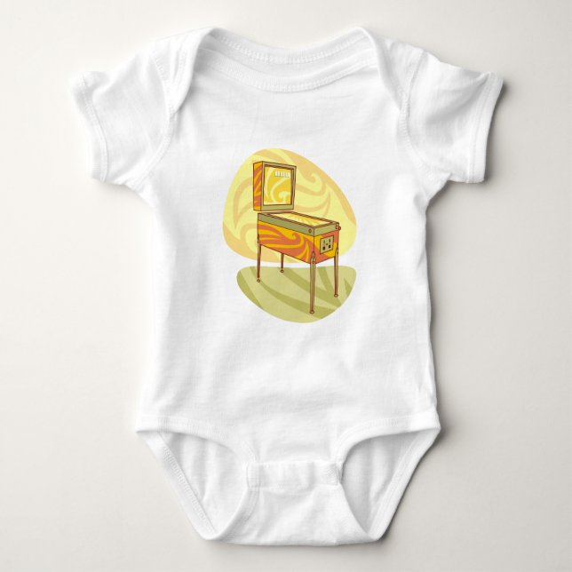 Pinball machine baby bodysuit (Front)