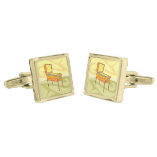 Pinball machine gold cufflinks