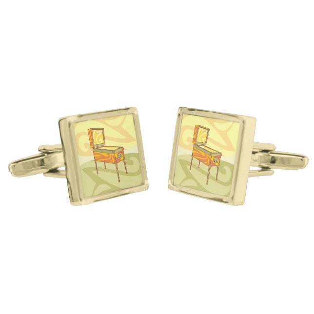 Pinball machine gold cufflinks (Angled)