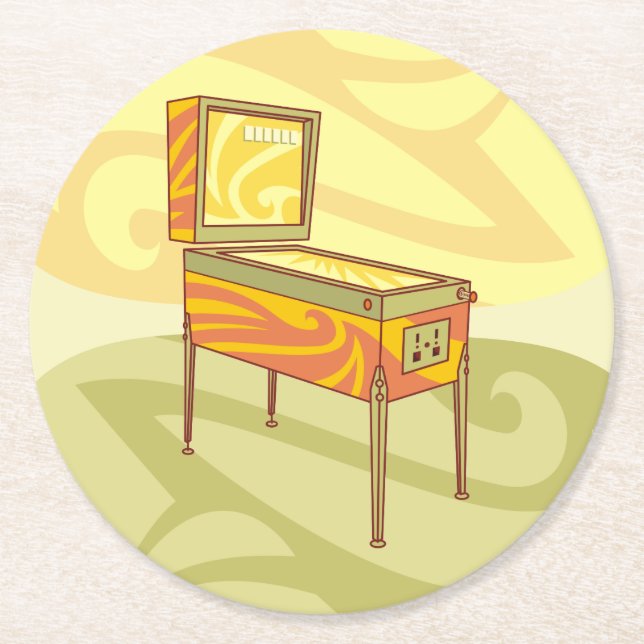Pinball machine round paper coaster (Front)