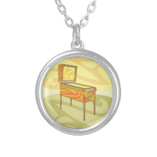 Pinball machine silver plated necklace