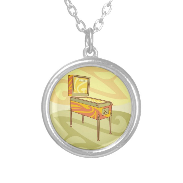 Pinball machine silver plated necklace (Front)