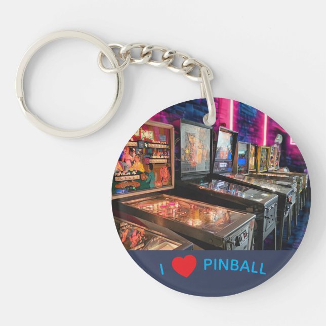 Pinball Machines in a Row Keychain (Front)