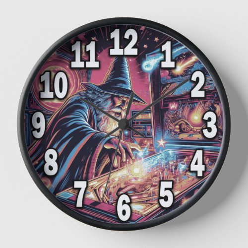 Pinball Player Wall Clock with Wood Frame 2