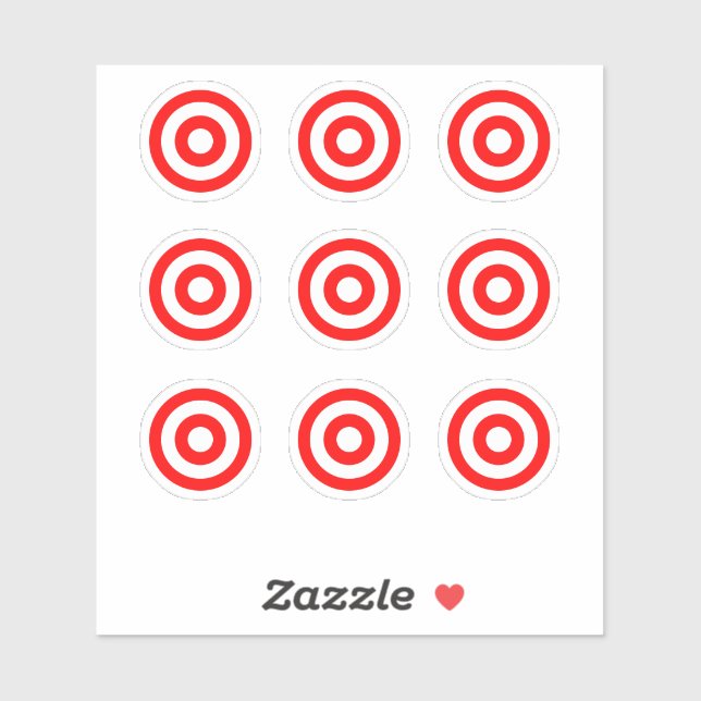 Pinball Red/White Bullseye Round Target Sticker (Sheet)