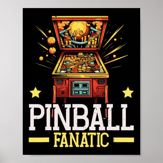 Pinbyll Machine Arcade Game Gamer Clic Video Game  Poster (Front)