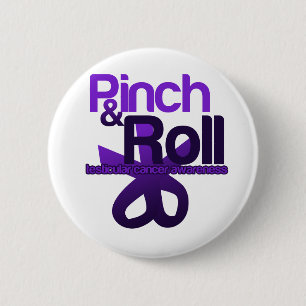 Pinch and Roll for Testicular Cancer Awareness Pinback Button