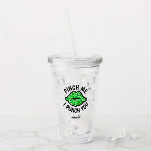 Kids Personalized St. Patrick's Day Cup With Straw Custom Tumbler With Name  Smiley Face Shamrock Four Leaf Clover 