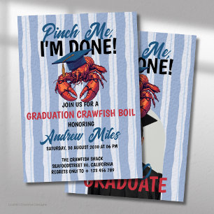 Pinch Me, I’m Done Cap Graduation Crawfish Boil Invitation