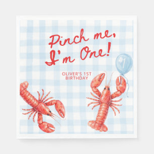 Pinch Me I'm One Lobster 1st Birthday Napkins