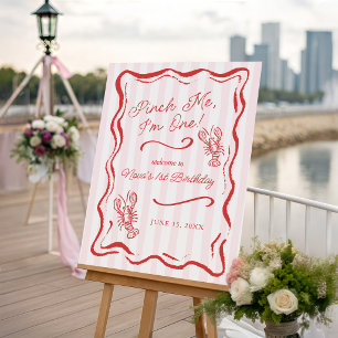 Pinch Me I'm One Lobster 1st Birthday Welcome Foam Board