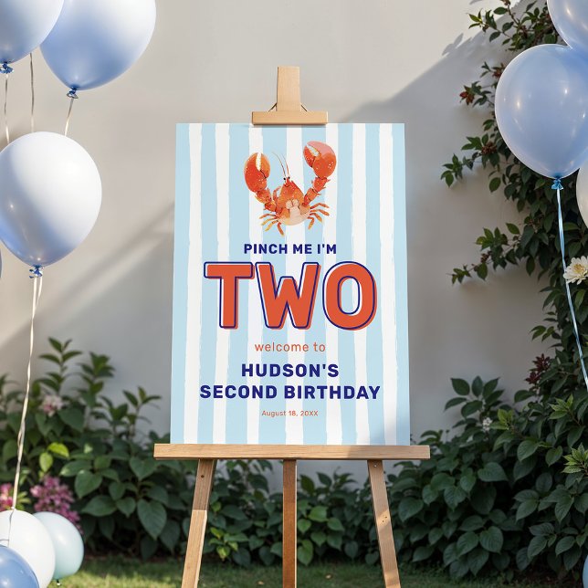 Pinch Me I'm One Lobster 2nd Birthday Welcome Sign (Creator Uploaded)