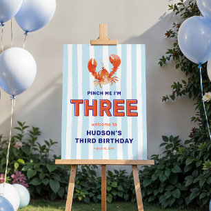 Pinch Me I'm One Lobster 3rd Birthday Welcome Sign