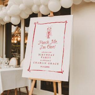 Pinch Me I'm One Vintage Lobster Pink 1st Birthday Foam Board