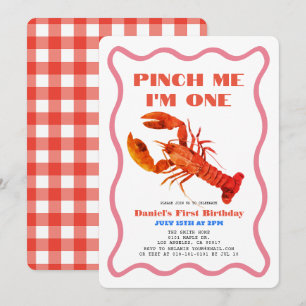 Pinch Me Retro Crawfish 1st Birthday Invitation