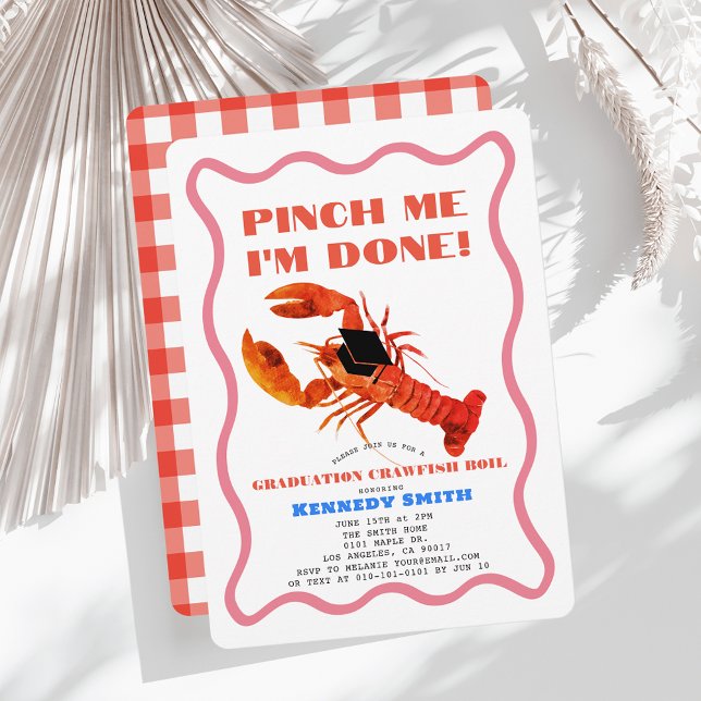 Pinch Me Retro Crawfish Graduation Party Invitation (Creator Uploaded)